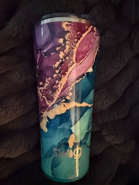 SWIG Purple Teal Gemstone Marble Stainless Travel Tumbler